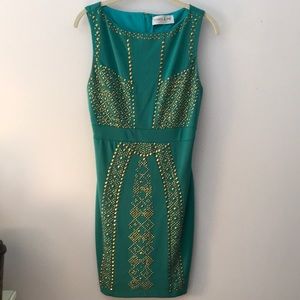 🎄STUNNING studded turquoise boutique dress